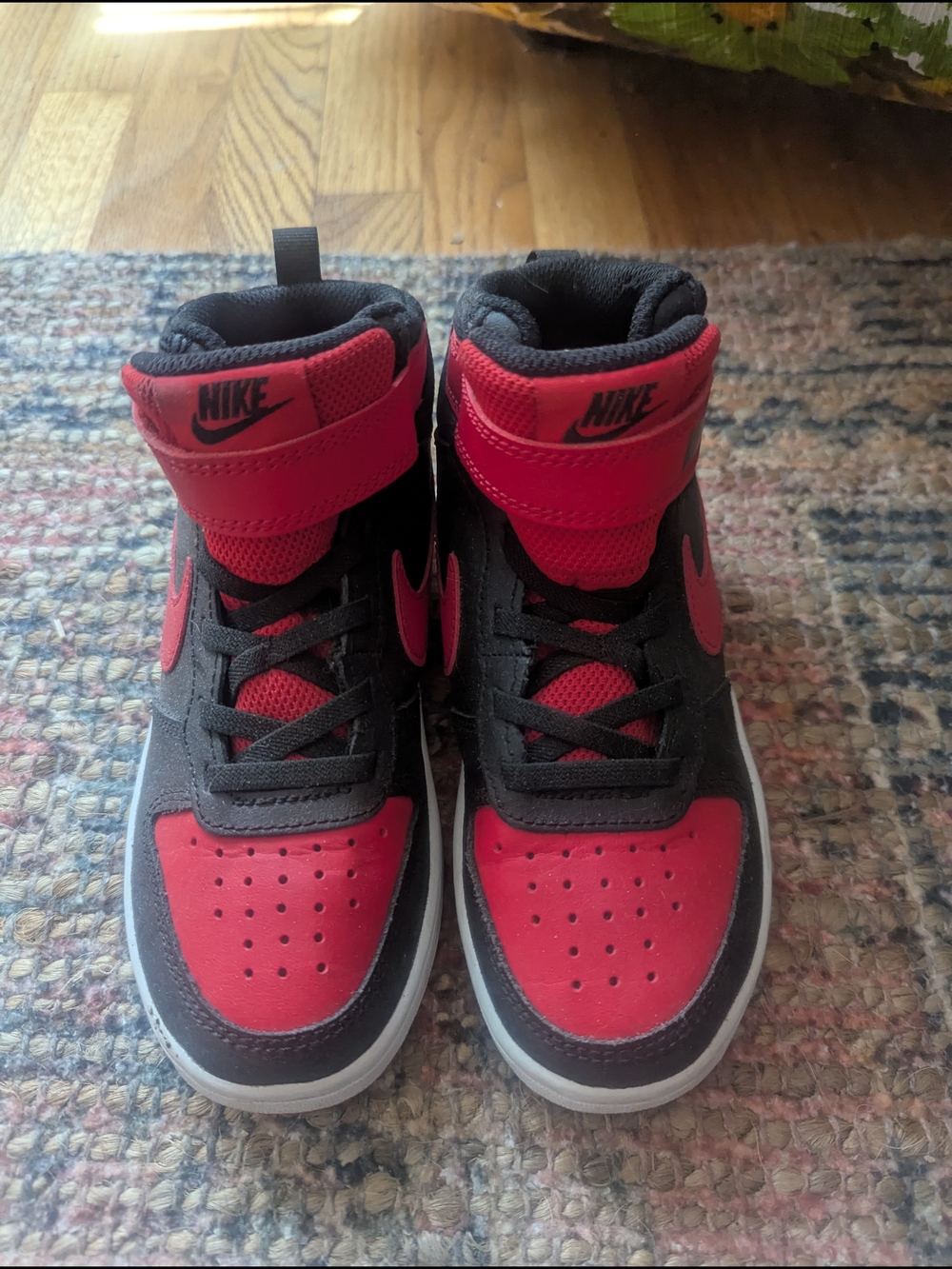 Nike Kids High-Top Sneakers in Red and Black